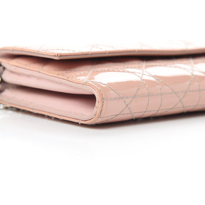 Christian Dior Patent Cannage Lady Dior Rendezvous Wallet On Chain Pink 9 of 20