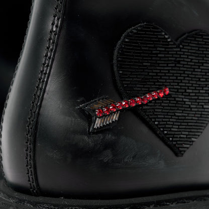 Valentino Garavani VALENTINO GARAVANI Calfskin Ruffle Heart Love Combat Boots 41 Black 9 of 11
