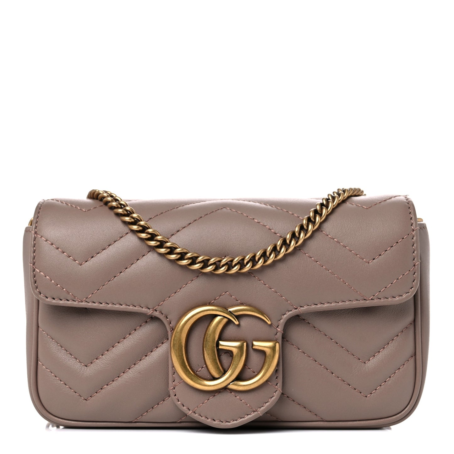 Calfskin Matelasse Super Mini GG Marmont Shoulder Bag Porcelain Rose