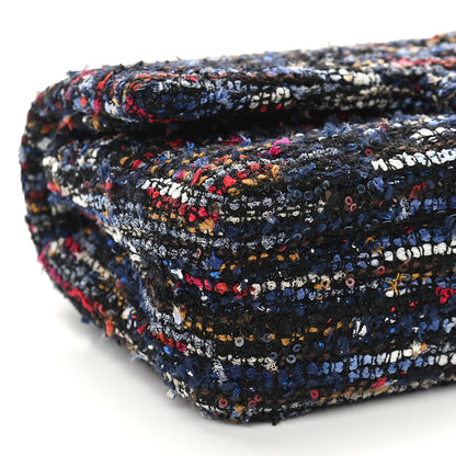 Chanel Tweed Sequin Chevron Quilted Medium Double Flap Multicolor 8 of 9