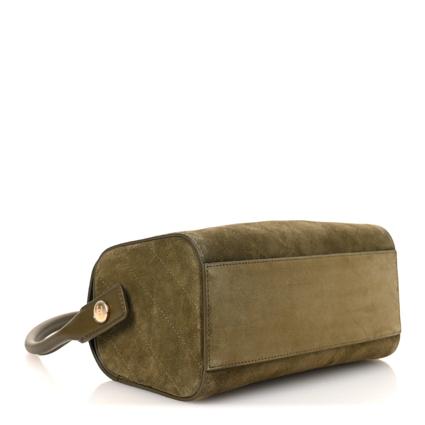Suede Quilted Turn Around Clutch With Chain Khaki