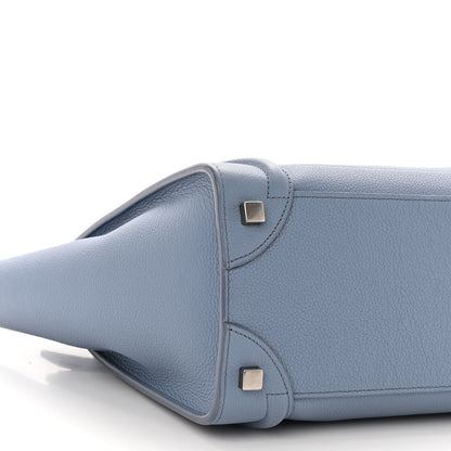 Celine Drummed Calfskin Micro Luggage Medium Blue 8 of 10