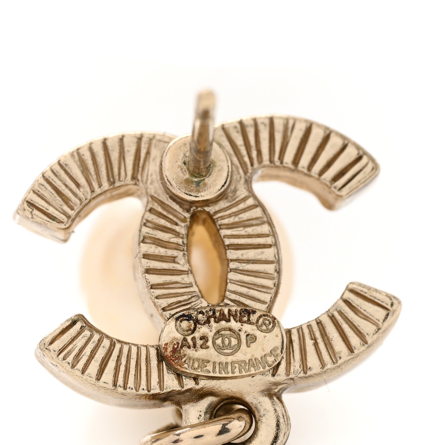 Pearl CC Drop Earrings Gold