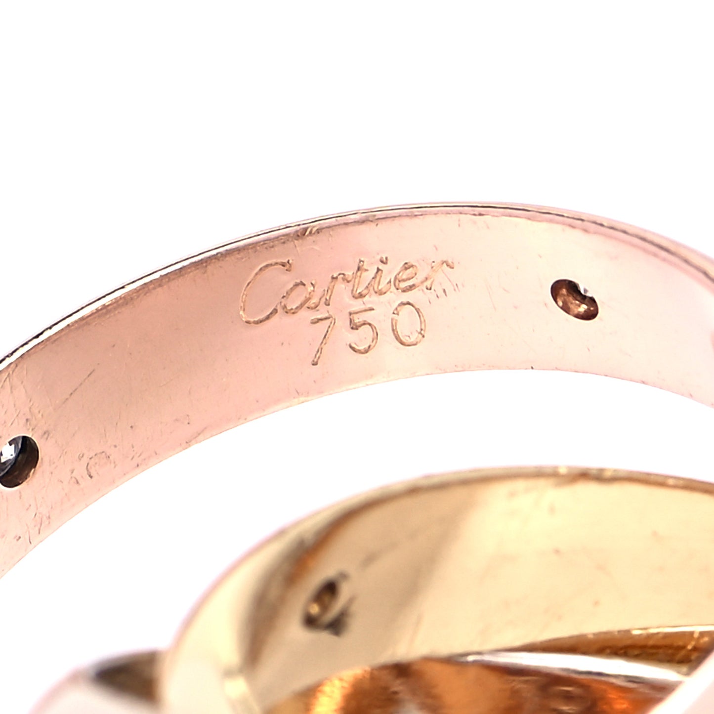 18K Pink Yellow White Gold Diamond Trinity Ring 49 4.75