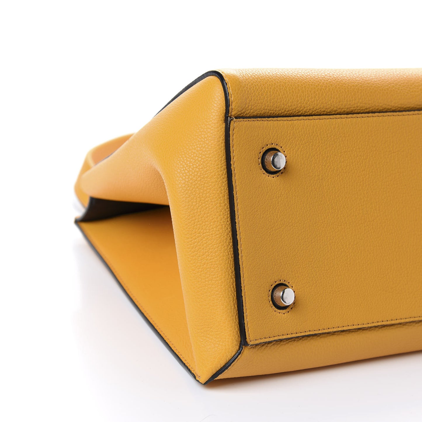 Drummed Calfskin Medium Edge Shoulder Bag Ocre