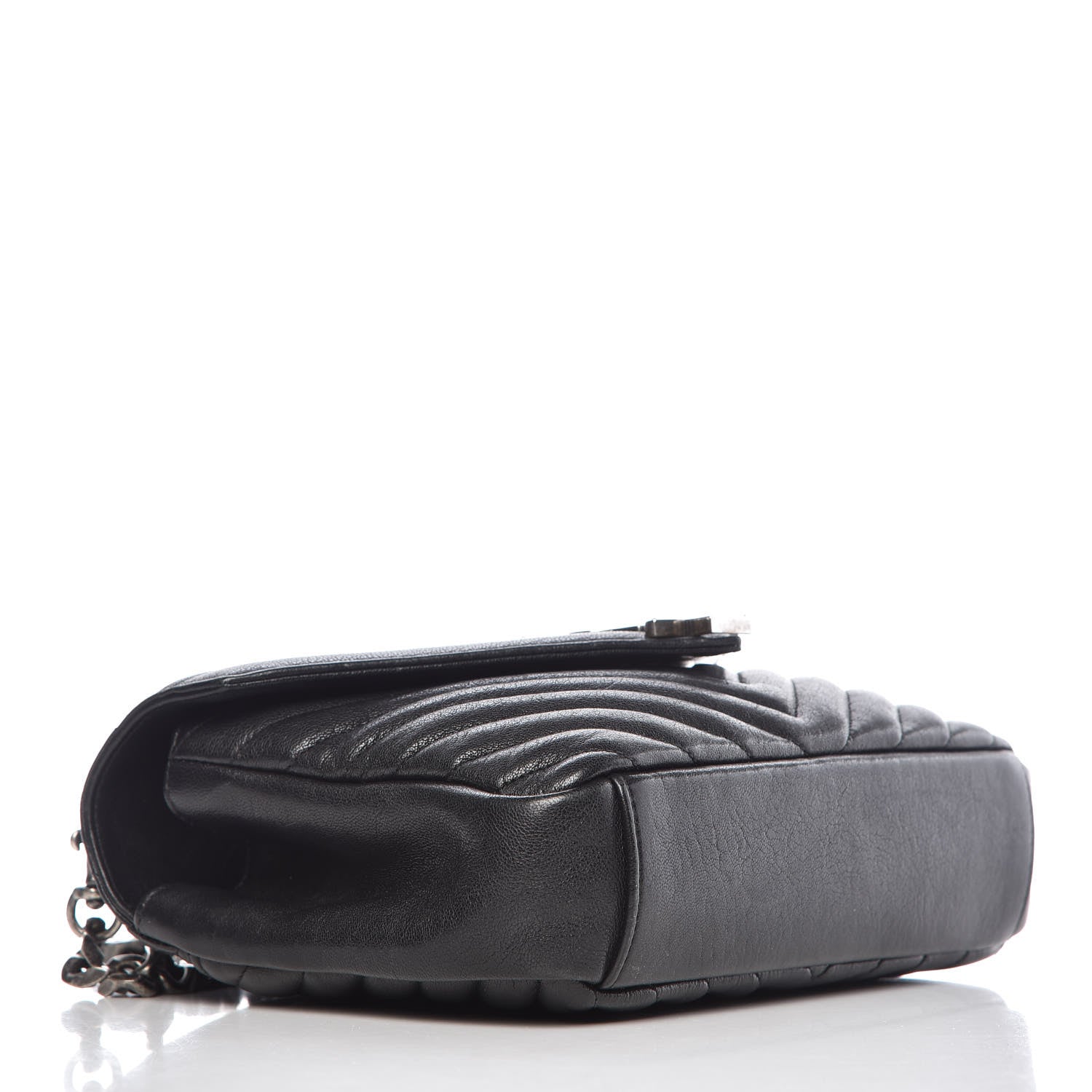 Saint Laurent Sheepskin Matelasse Chevron Monogram Medium College Bag Black 4 of 14