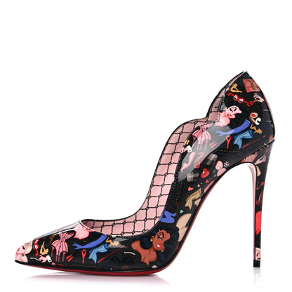 Christian Louboutin Patent Bored Lin Resille Hot Chick 100 Pumps 37 Black Multicolor 1 of 9