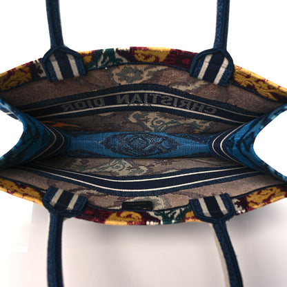 Christian Dior Canvas Embroidered Paisley Medium Book Tote Blue Multicolor 7 of 9