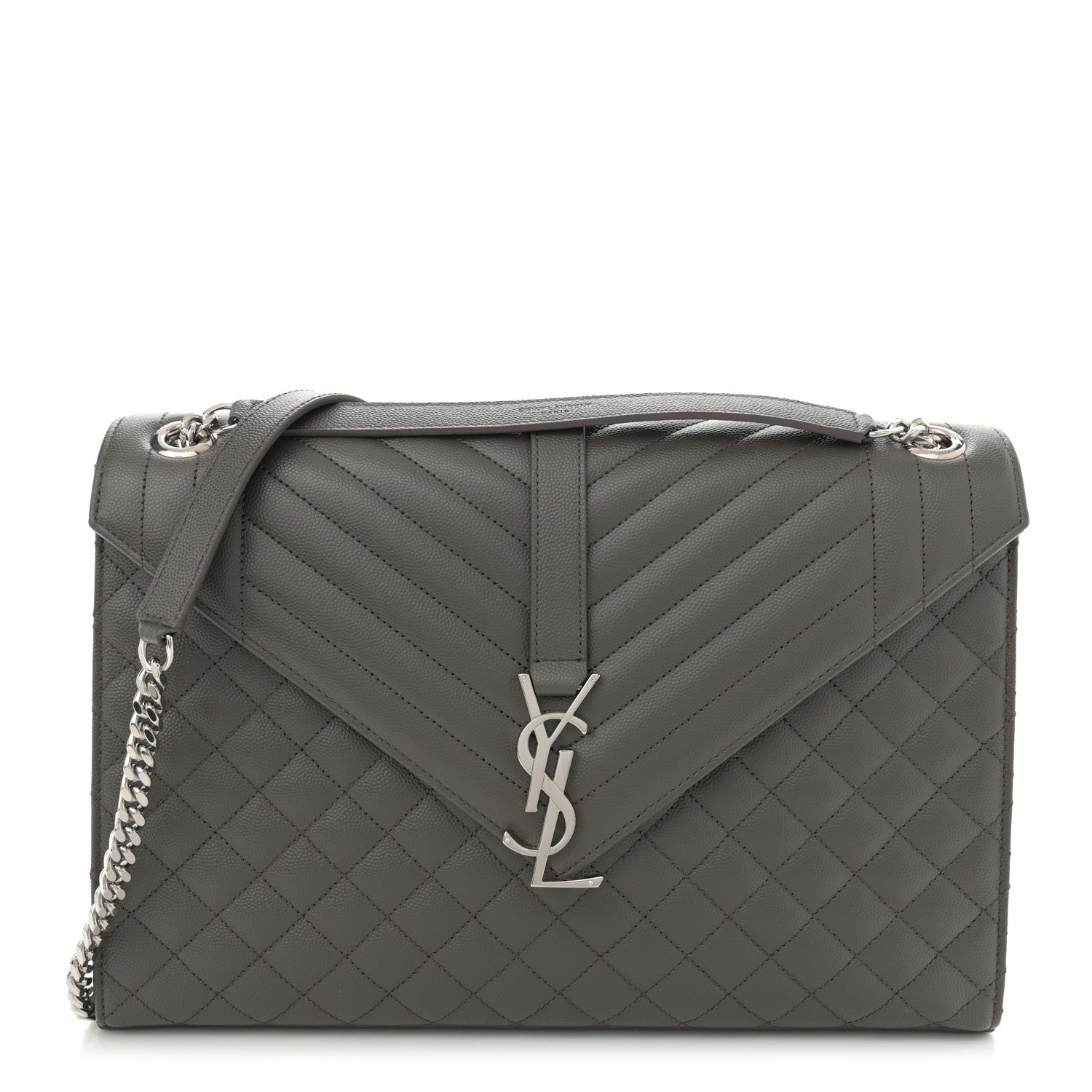 Saint Laurent Grain De Poudre Textured Mixed Matelasse Large Triquilt Monogram Satchel Earth 1 of 10