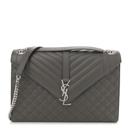 Saint Laurent Grain De Poudre Textured Mixed Matelasse Large Triquilt Monogram Satchel Earth 1 of 10