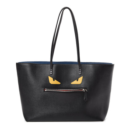 Fendi Vitello Elite Cuoio Monster Buggies Medium Roll Tote Black Multicolor Blue Cobalto 1 of 22