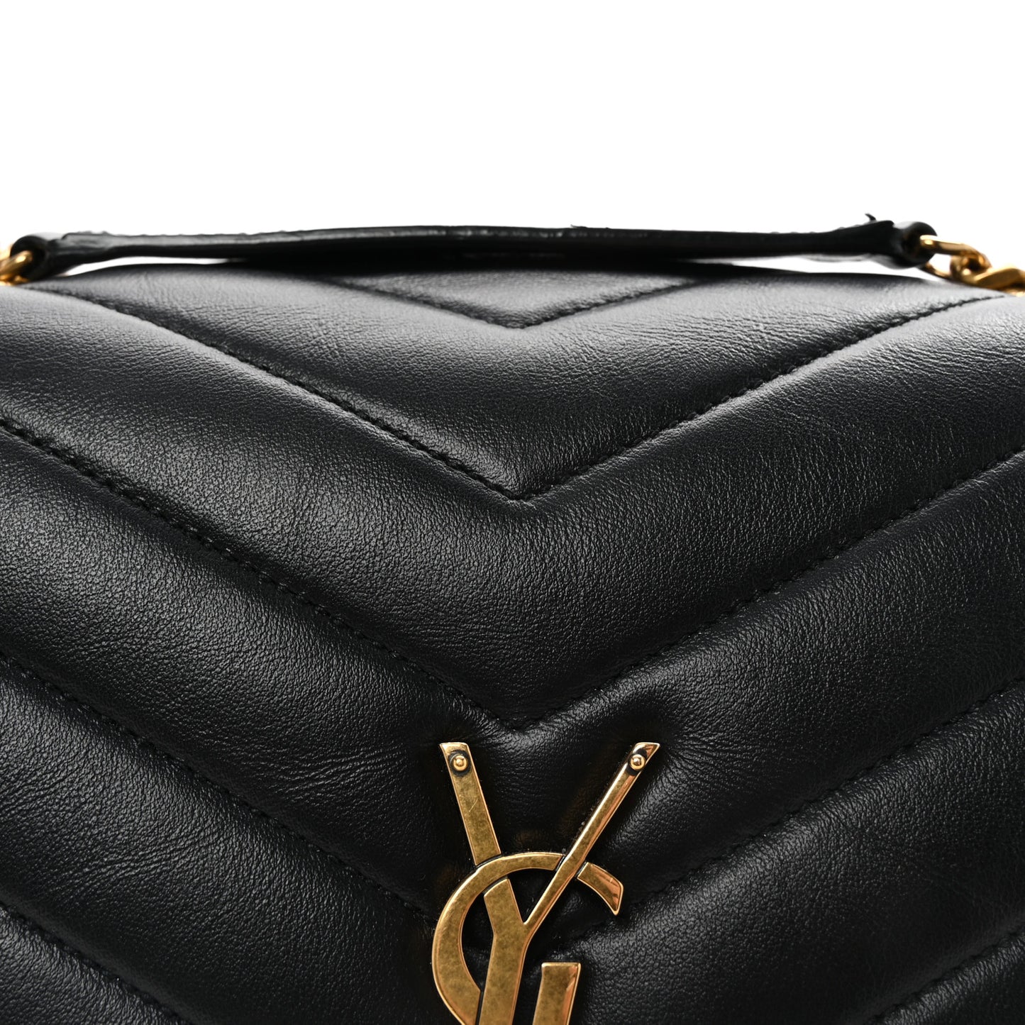 Calfskin Y Quilted Monogram Medium Loulou Chain Satchel Black