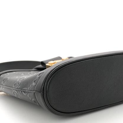 Gucci Wonka Grain Calfskin GG Monogram Debossed Small Padlock Shoulder Bag Black 9 of 10