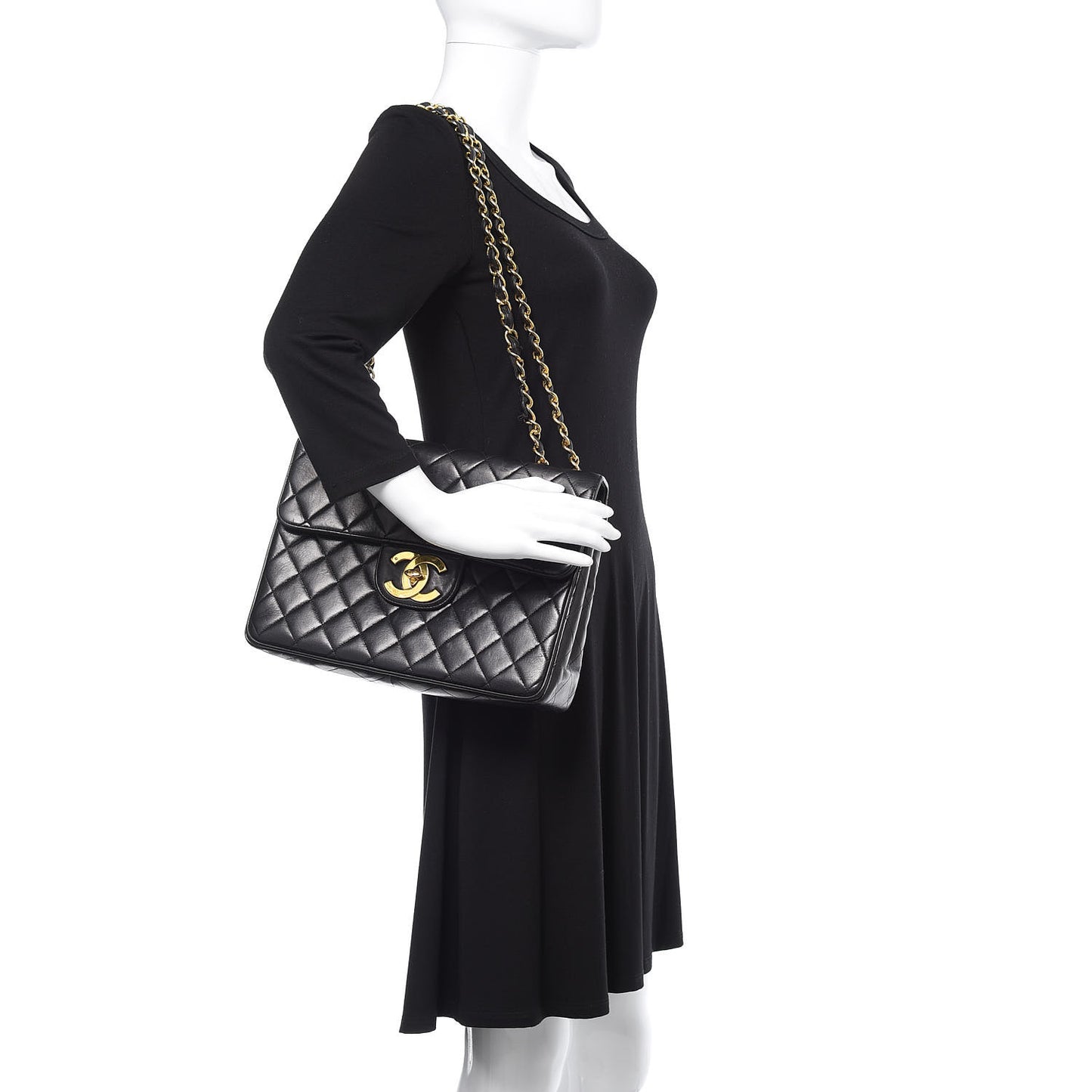 Lambskin Quilted Jumbo Single Flap Black