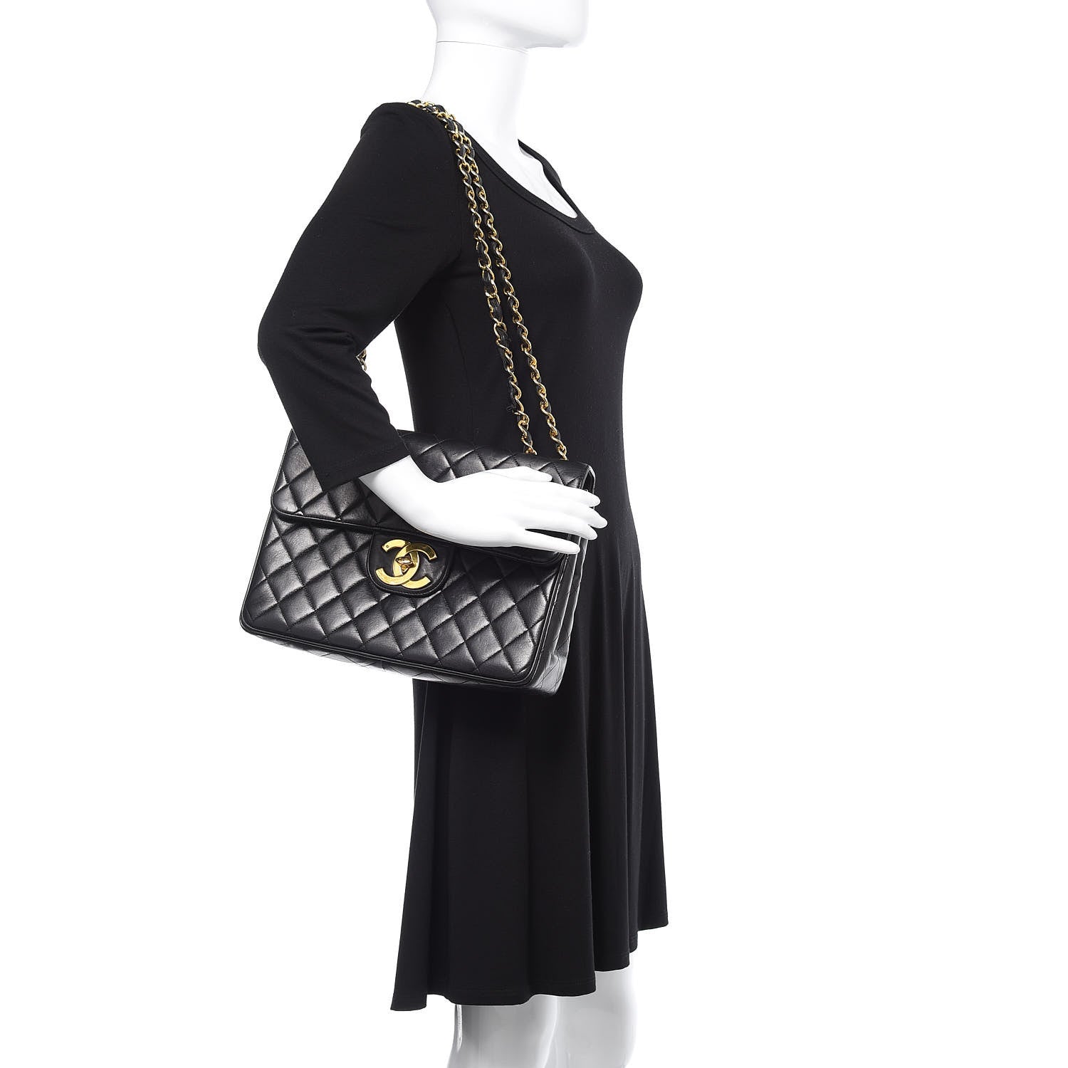 Chanel Lambskin Quilted Jumbo Single Flap Black 2 of 21