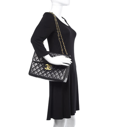 Chanel Lambskin Quilted Jumbo Single Flap Black 2 of 21