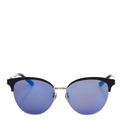 Gucci Round Metal GG0074SK Sunglasses Black Silver 2 of 7