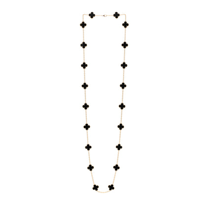 Van Cleef & Arpels 18K Yellow Gold Black Onyx 20 Motifs Vintage Alhambra Necklace 3 of 5