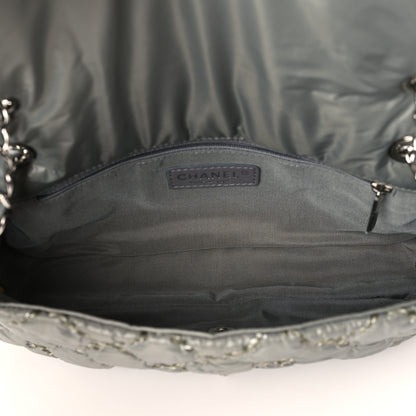 Chanel Nylon Quilted Medium Tweed on Stitch Bubble Flap Grey 5 of 9