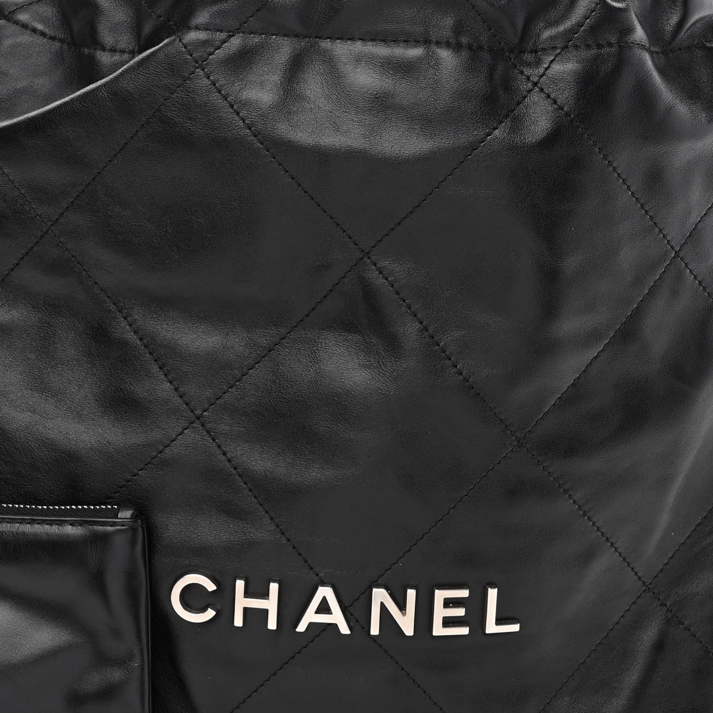 Shiny Calfskin Quilted Chanel 22 Black