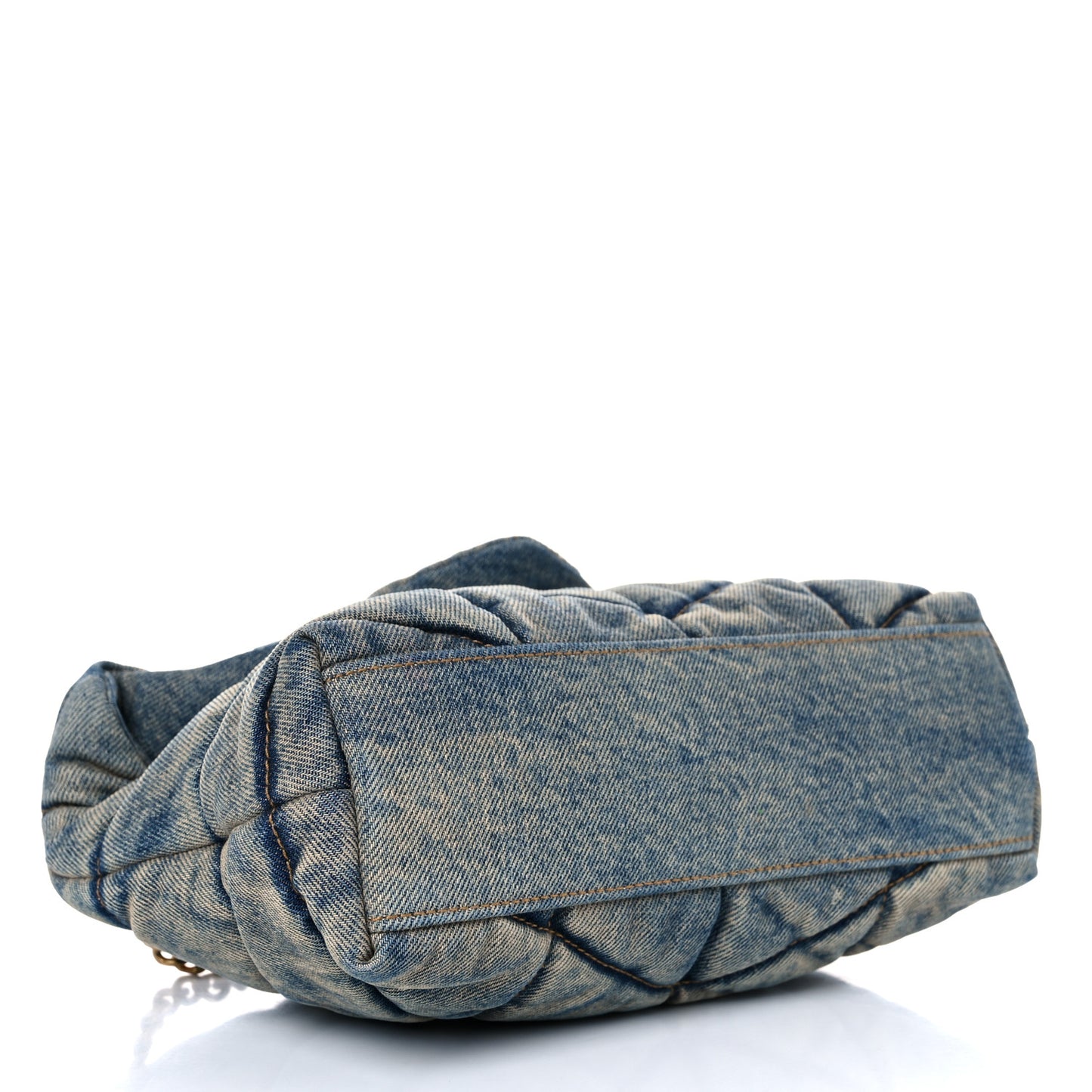Denim Quilted Toy Loulou Puffer Monogram Chain Satchel Blue Cinnamon