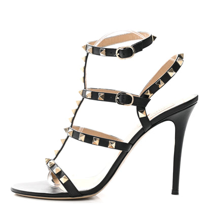 Valentino Garavani Calfskin Nappa Rockstud Gladiator 105mm Sandals 40 Black 1 of 22