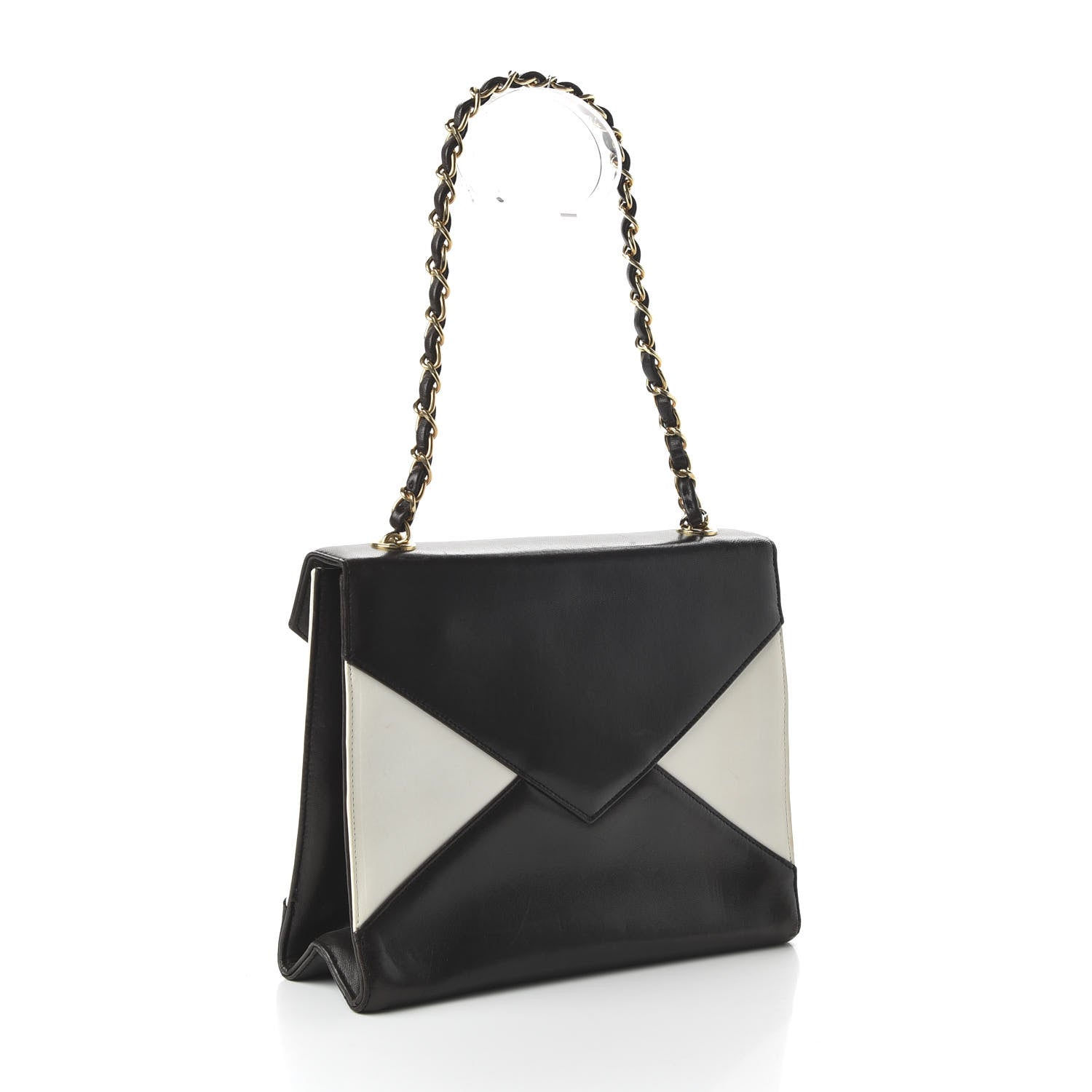 Chanel Lambskin Medium Envelope Single Flap Bag Black White 3 of 11