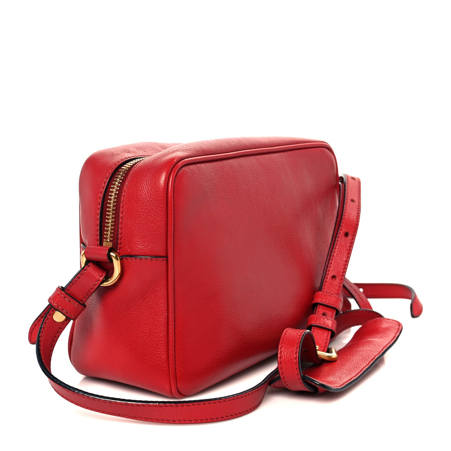 Prada Glace Calfskin Embossed Logo Crossbody Red 3 of 11
