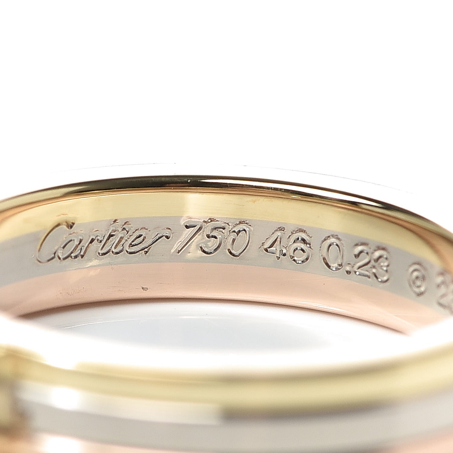 Cartier 18K Pink Yellow White Gold Diamond .23ct Solitaire Trinity Engagement Ring 46 3.75 5 of 7