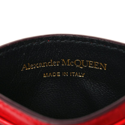 Alexander McQueen Calfskin Crocodile Embossed Skull Card Holder Scarlet Red 6 of 8