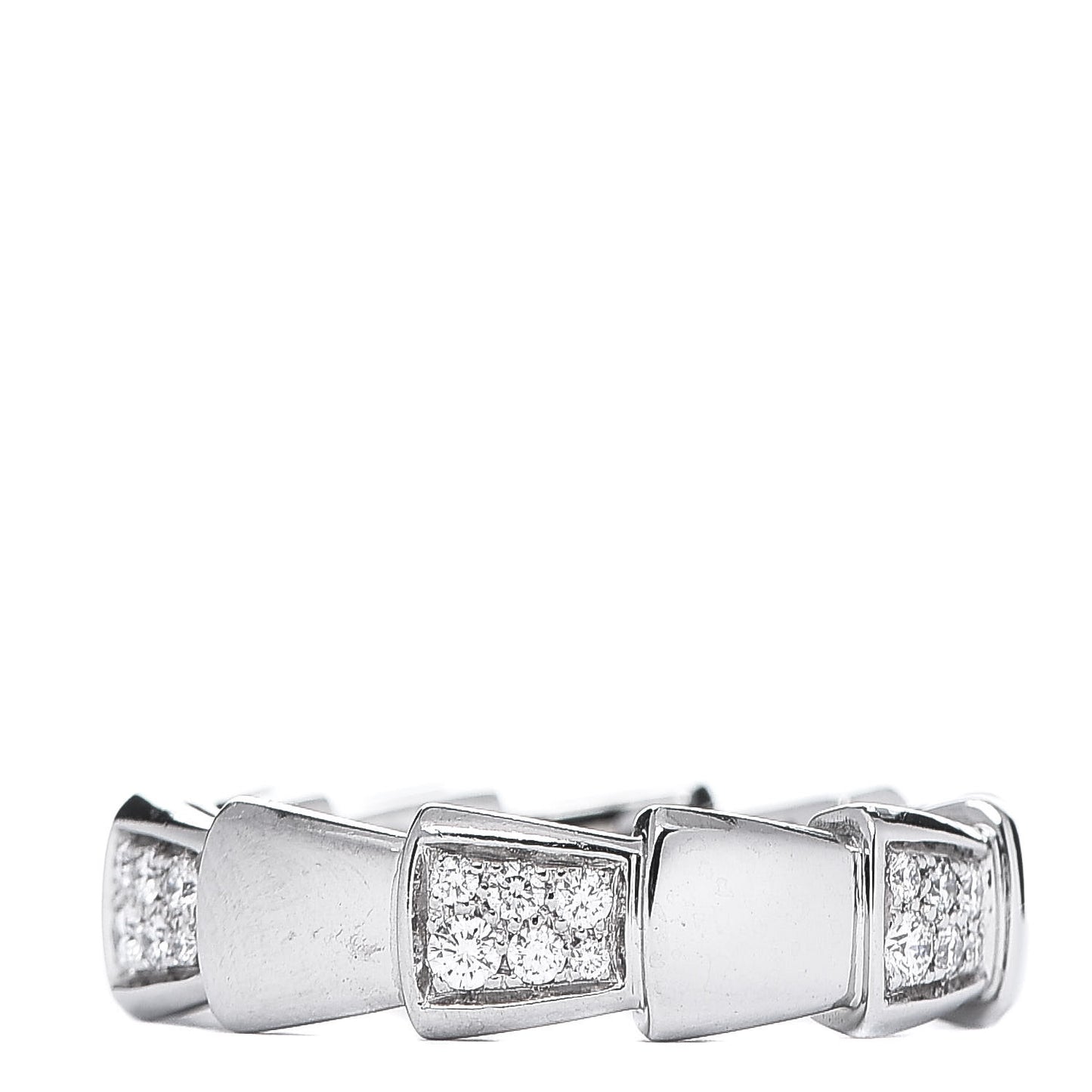 18K White Gold Diamond Serpenti Band Ring 56 7.5