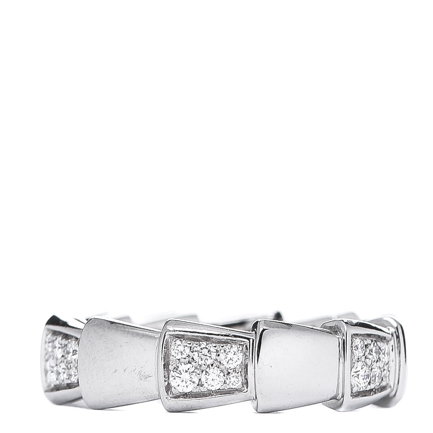 Bulgari 18K White Gold Diamond Serpenti Band Ring 56 7.5 2 of 6