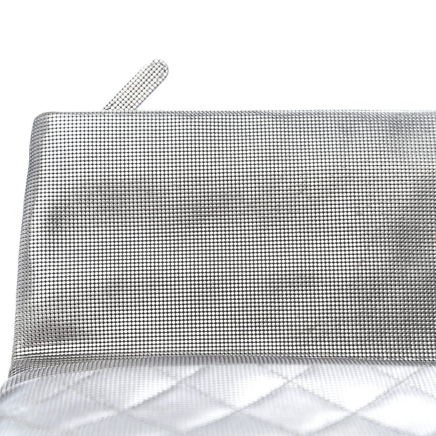 Metallic Calfskin Quilted Pixel Effect CC Beauty Clutch Silver