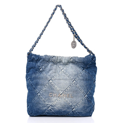 Chanel Denim Quilted Small Chanel 22 Blue 3 of 10