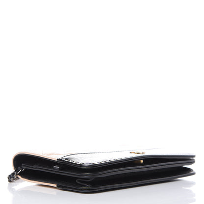 Chanel Aged Calfskin Quilted Gabrielle Wallet On Chain WOC Beige Black 4 of 10