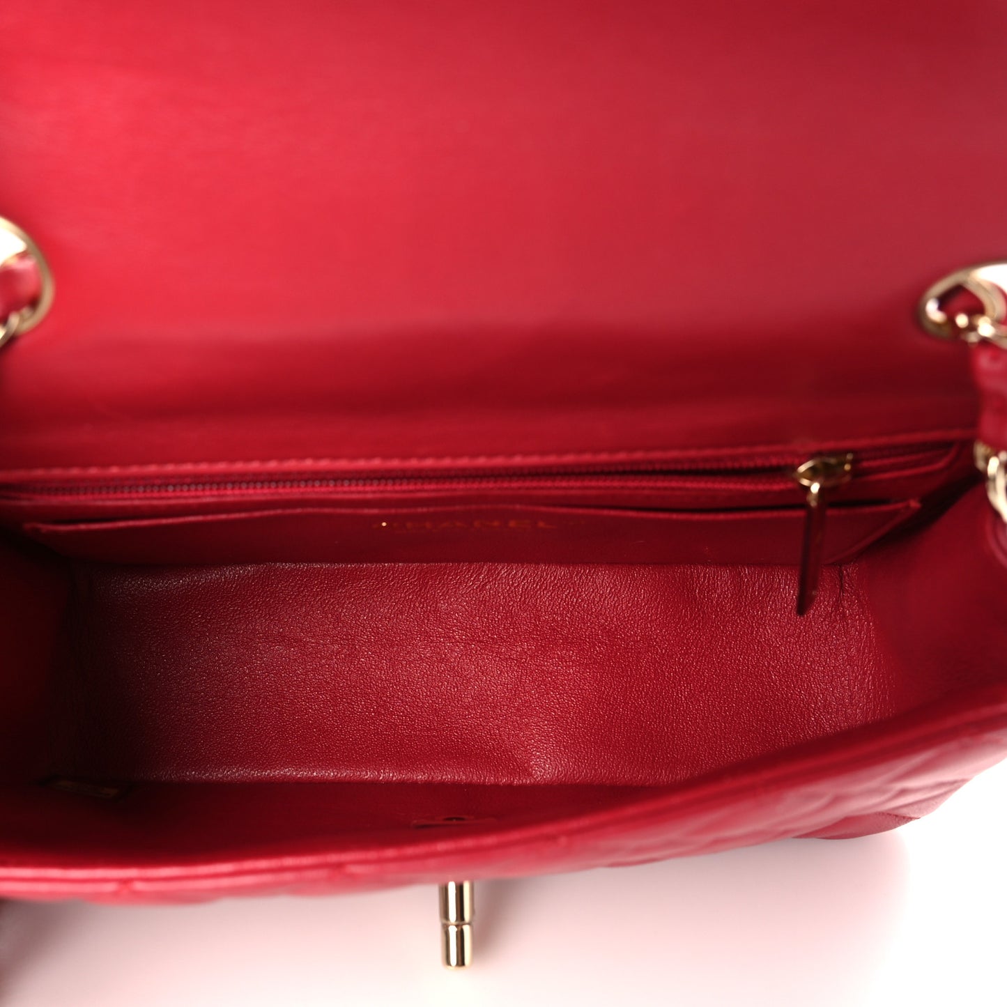 Lambskin Quilted Mini Rectangular Flap Red