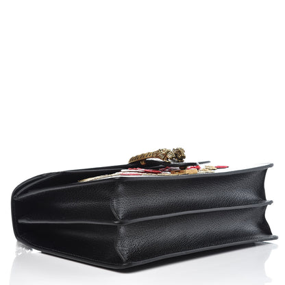 Gucci Calfskin Web Floral Embroidered Medium Dionysus Shoulder Bag Black 5 of 8