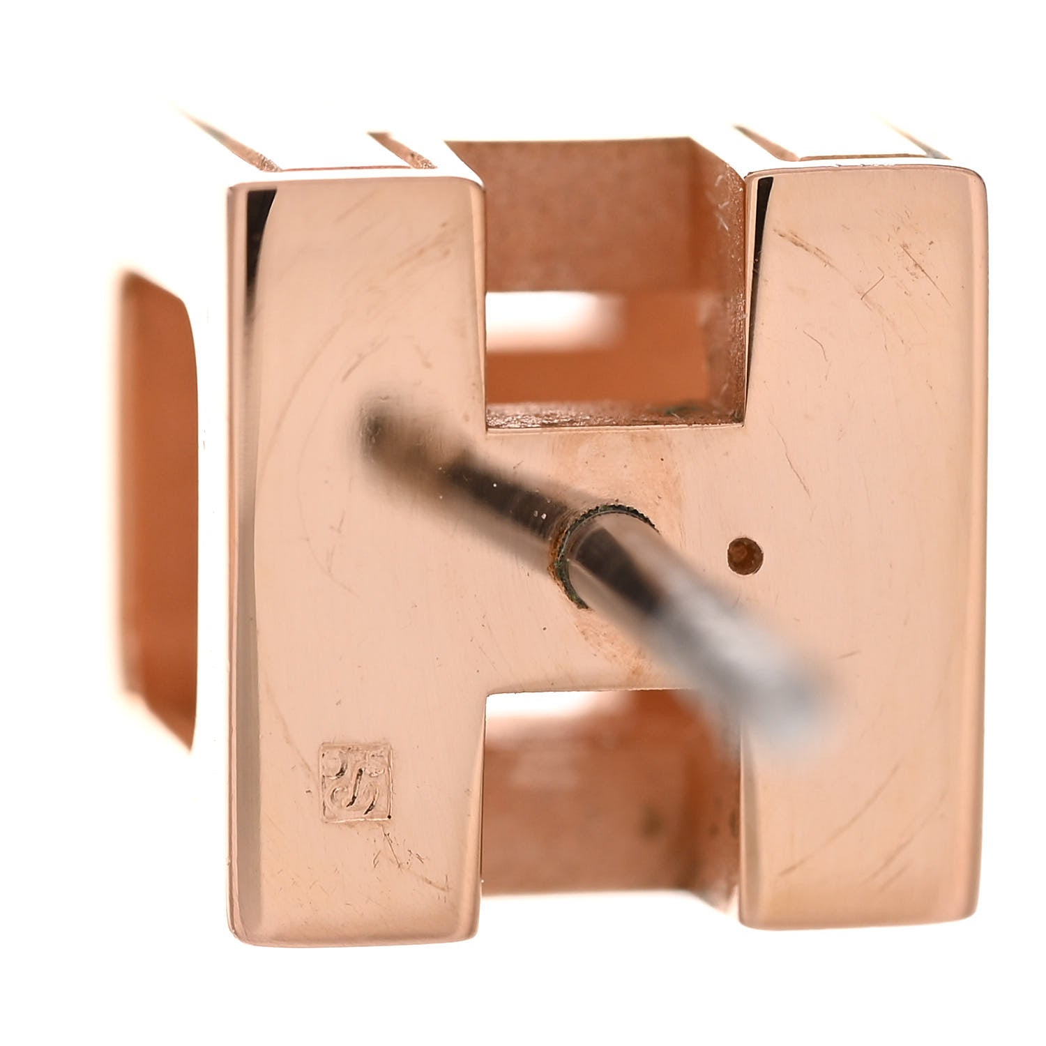 Hermes Rose Gold Lacquered Cage d'H Earrings Orange Fonce 4 of 5