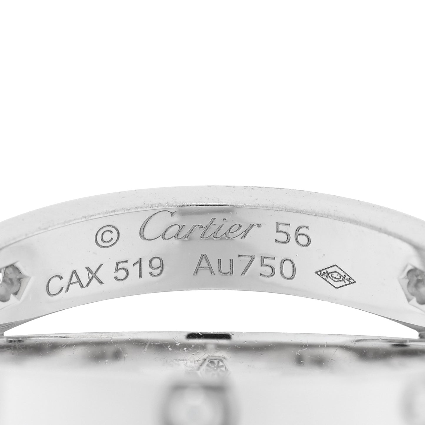 18K White Gold 6 Diamond LOVE Ring 56 7.5