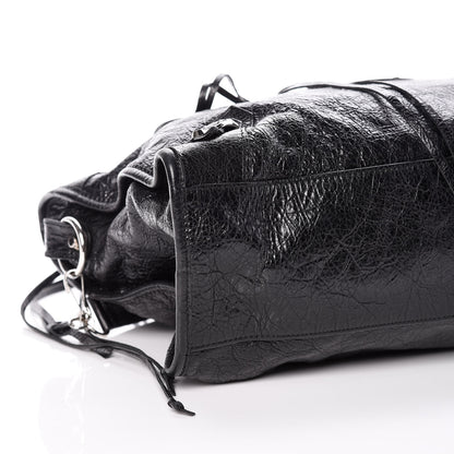 Balenciaga Agneau Classic Silver Hardware City Logo Strap Black White 8 of 9