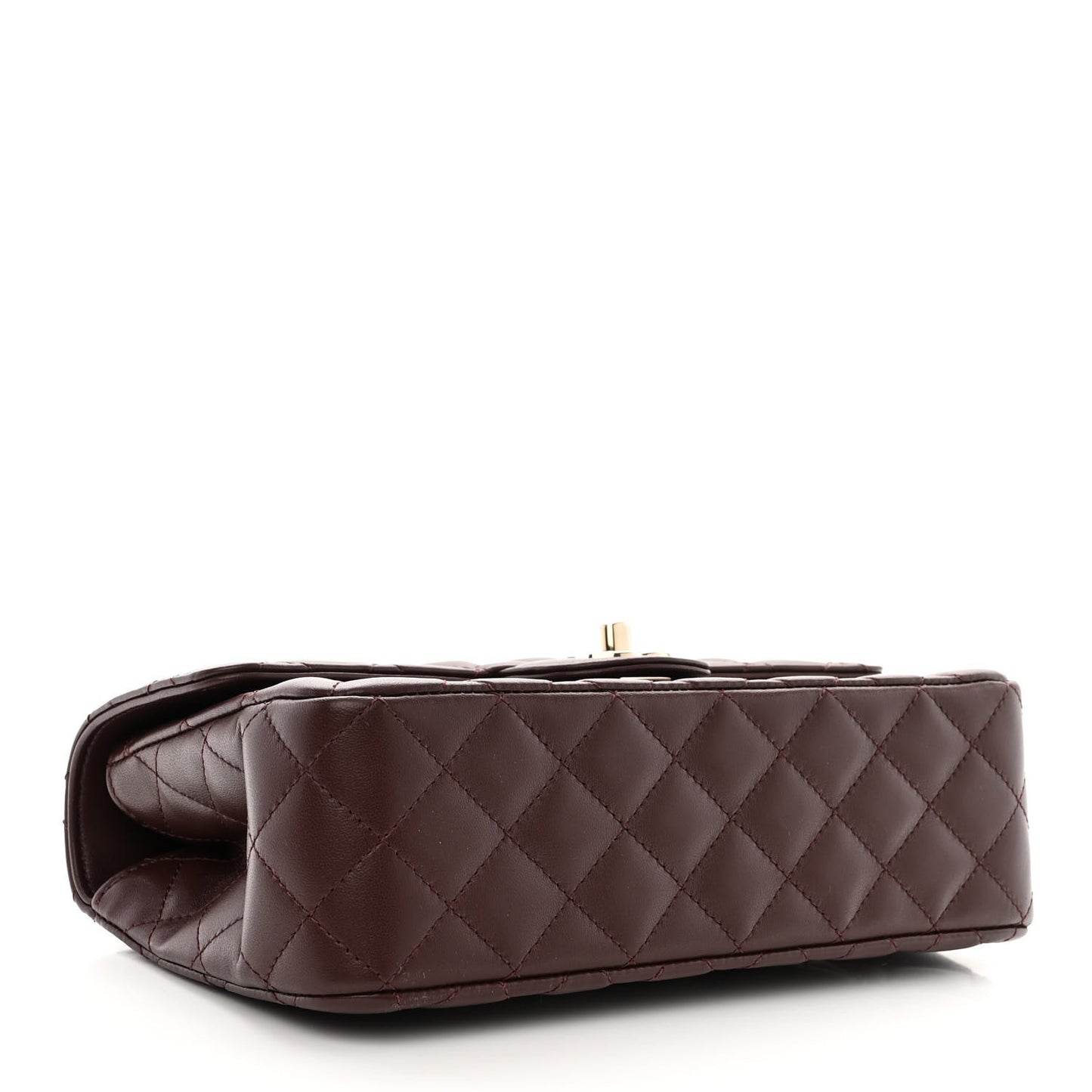 Lambskin Quilted Medium Crystal Top Handle Rectangular Flap Brown