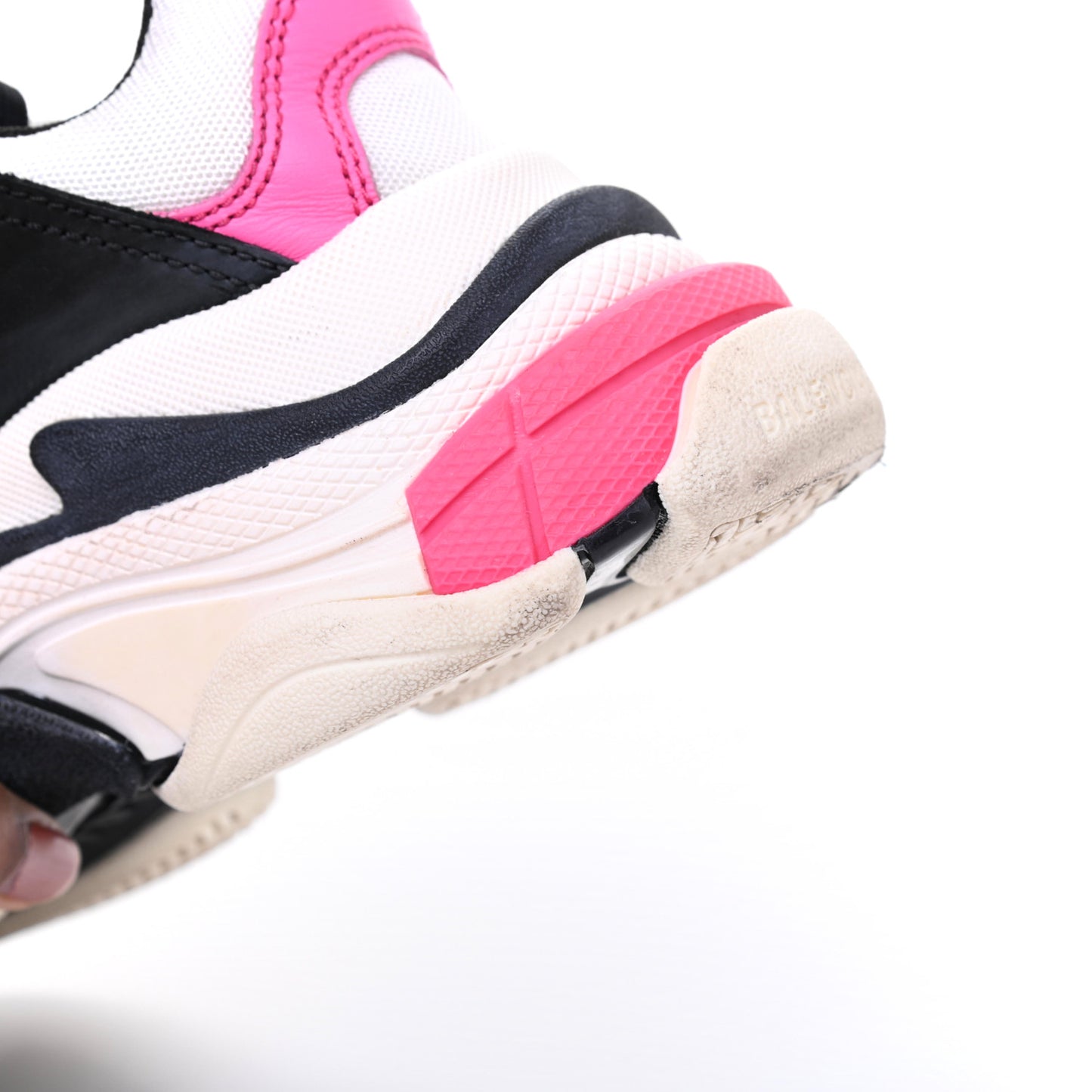 Fabric Mesh Womens Triple S Sneakers 36 Rose Fluo Black White