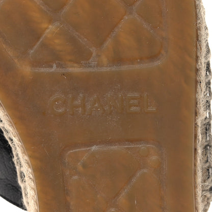 Chanel Goatskin Patent CC Espadrille Mules 40 Black 8 of 9