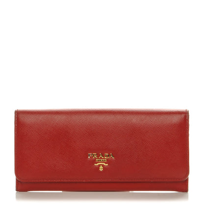 Prada Saffiano Metal Continental Flap Wallet Fuoco 1 of 9