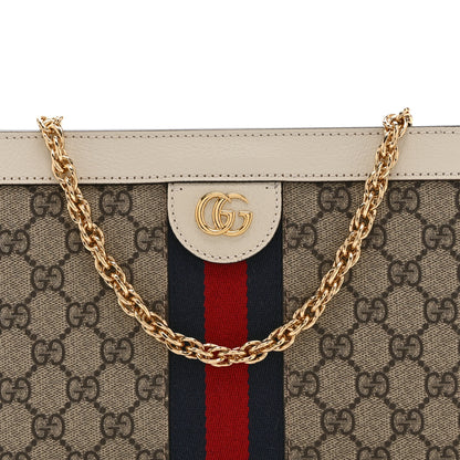 Gucci GG Supreme Monogram Textured Calfskin Web Small Ophidia Chain Shoulder Bag Beige Ebony Mystic White 8 of 11
