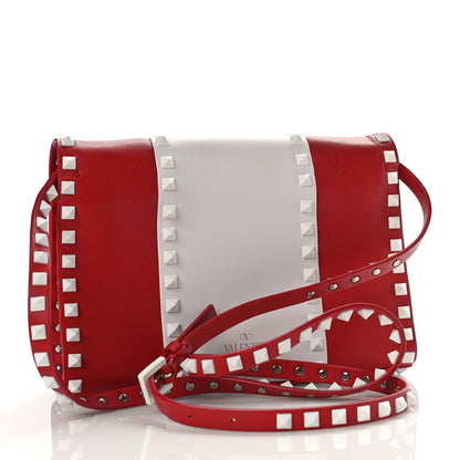 Valentino Garavani Vitello Colorblock Medium Free Rockstud Flip Lock Crossbody Bag Rosso Valentino Optic White 3 of 9