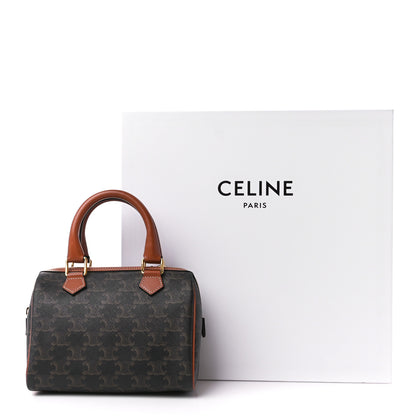 Celine Triomphe Canvas Calfskin Small Boston Bag Tan 12 of 12