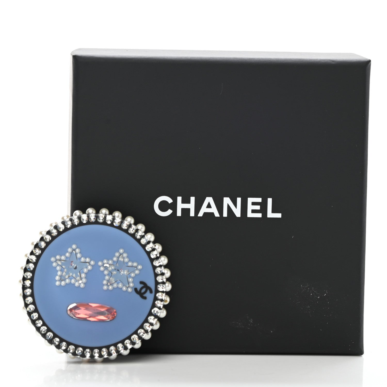 Chanel Metal Resin Pearl Emoji Brooch Purple Silver 6 of 6