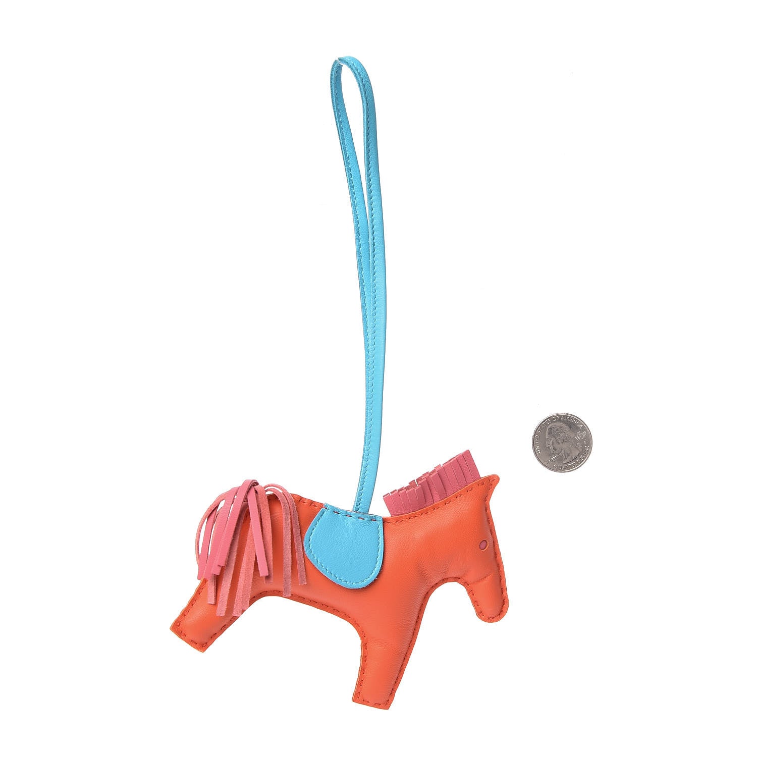 Hermes Milo Lambskin Grigri Rodeo Horse Bag Charm MM Orange Poppy Rose Azalee Bleu Azteque 2 of 3