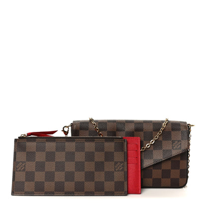Louis Vuitton Damier Ebene Pochette Felicie Chain Wallet 3 of 16